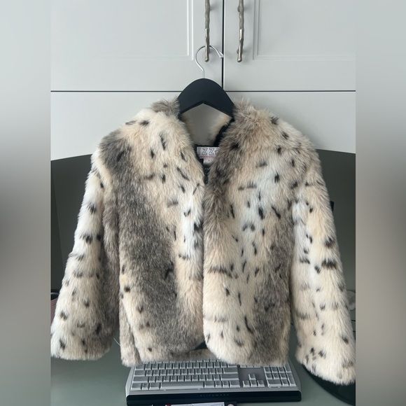 Vintage IZZI Kids Fuzzy Faux Fur Leopard Print Hooded Jacket SZ Small 7/8 Girls - Picture 9 of 16